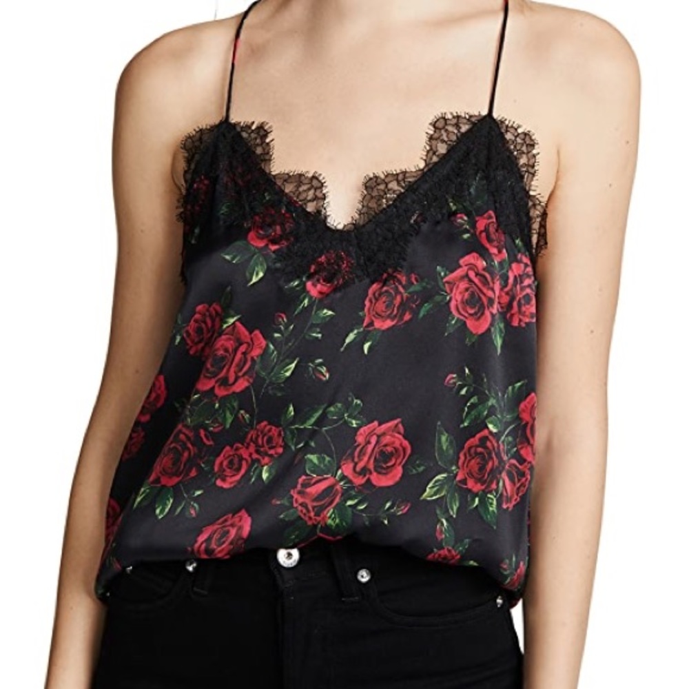 CAMI NYC Red Rose Print Racer Camisole Tank sz M
